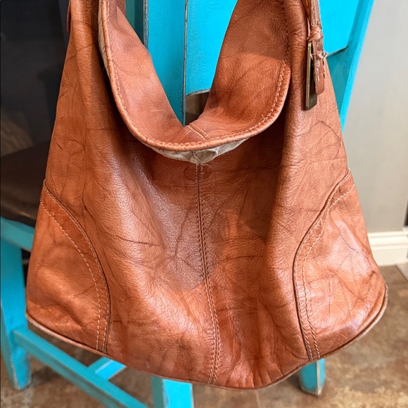 Frye distressed brown leather slouchy hobo shoulder bag purse beautifully worn - Picture 5 of 17